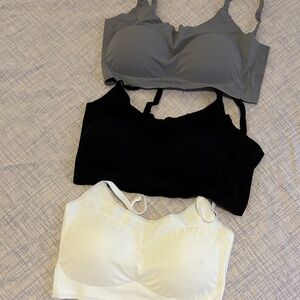 Set of Three Seamless Bras in Gray, Black, and White